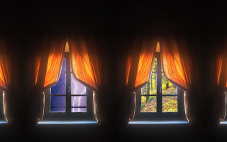 Window curtain silhouette fire dusk - surrealism free wallpaper