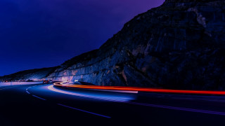 Long exposure road mountain night - a mountain in the background free wallpaper for desktop