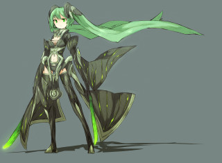 Woman green outfit tail head - a green tail free wallpaper