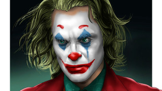 Clown portrait green hair blue - a red jacket free wallpaper