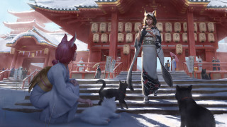 Woman costume cats dog fantasy - cushart krenz free wallpaper