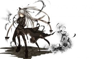 Girl longhair blackoutfit smoke gothic - a black outfit free wallpaper for desktop