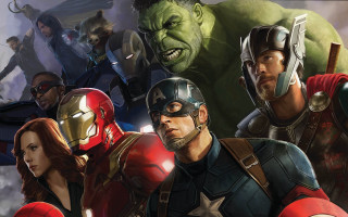 Avengers group sky clouds stars - drew struzan free wallpaper