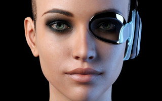 Futuristic woman eye patch cybernetics - a sci free wallpaper