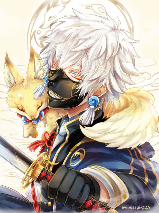 Man white hair black outfit 4 - a black outfit holding free wallpaper