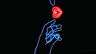 Hand red blue object dark - digital art free wallpaper