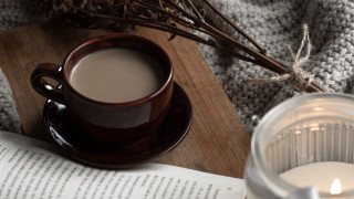 Coffee candle table book knit - byeon sangbyeok free wallpaper