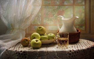 Table pitcher apples basket indoors - andrey ryabovichev free wallpaper