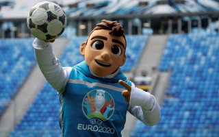 Mascot soccerball stadium blue seats - zabrocki free wallpaper