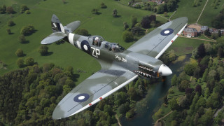 Small airplane green field forest - new objectivity free wallpaper