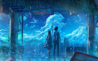 Sky city aurora milkyway underwater - rossdraw global illumination free wallpaper