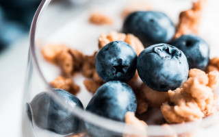 Blueberries cereal spoon blurry background - this image free wallpaper