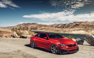 Red car mountain lake daren - daren bader free wallpaper