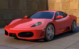 Red sports car sidewalk open - a door open free wallpaper