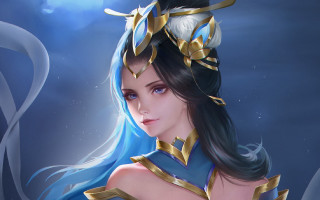 Woman blue costume gold crown - a woman free wallpaper for desktop