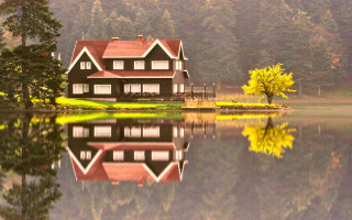 House lake forest autumn architecture - top of a lake next free wallpaper
