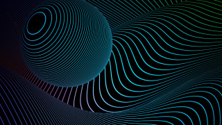 Wavy generative raytraced blue green - c4d free wallpaper