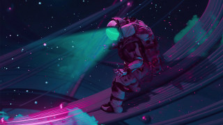 Space astronaut aurora fireworks moon - a purple light free wallpaper