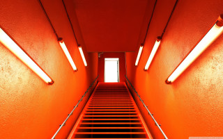 Staircase orange walls window bright - constructivism free wallpaper