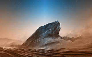Desert rock mountain starry sky - a distant star in the distance free wallpaper