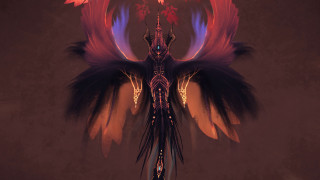 Bird water redflower fantasy glowing - a red flower free wallpaper