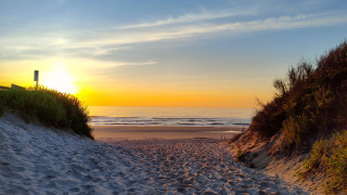 Beach sunset path sand dunes - douglas robertson bisset free wallpaper