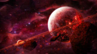 Space red planet aurora moon - planet free wallpaper