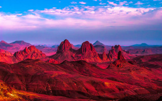 Mountain range pink sky clouds 18 - mystical free wallpaper
