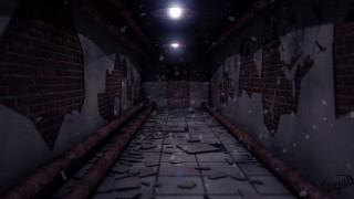 Hallway brick wall ceiling light - octane renderer free wallpaper