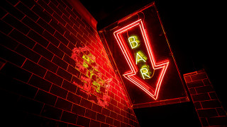 Neon bar brick wall dark - a brick wall free wallpaper
