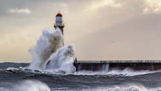 Lighthouse waves ocean sky bird - a lighthouse free wallpaper