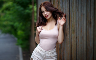 Elina karimova fence blowing hair - the wind free wallpaper