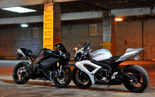 Motorcycles night black white parking - the other free wallpaper