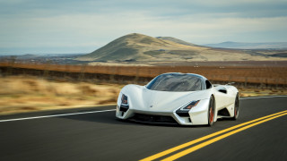 White sports car mountain road 11 - panfuturism free wallpaper