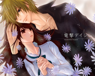 Woman flower field anime blonde - a field of flowers free wallpaper