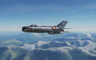 Fighterjet mountainrange sky ocean beach - fedot sychkov free wallpaper