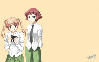 Anime couple yellow background characters - a yellow background behind them free wallpaper