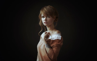 Woman tattoo portrait dark room - photorealistic portrait free wallpaper