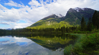 Mountain lake reflection forest sky 12 - tree and grass free wallpaper