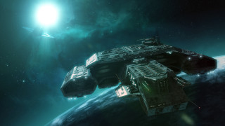 Space station planet bright light 3 - a space station in the middle of a planet free wallpaper