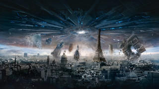 Futuristic city tower lightscape night - massive free wallpaper