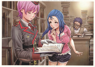 Girl guy library book together - a book together free wallpaper