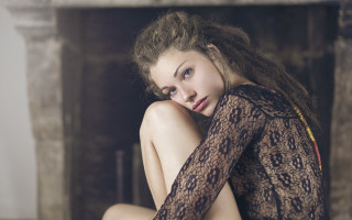 Woman long hair room fireplace - claire falkenstein free wallpaper