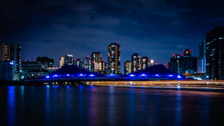 City skyline bridge river night 67 - the water and buildings free wallpaper