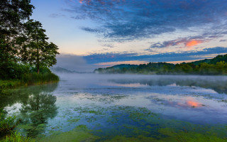 Lake trees clouds sunset hudson - the sky free wallpaper