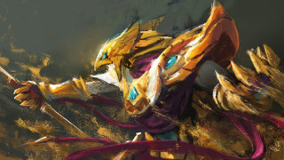 Creature with sword in hand - a painting of a creature free wallpaper
