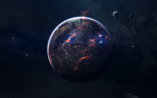 Space planet star cluster aurora 2 - a planet and a star cluster in the background free wallpaper