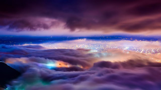 Cityscape clouds night rainbow fog - andrey ryabovichev free wallpaper