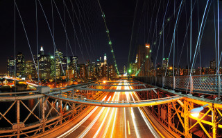 City skyline bridge highway night 3 - long exposure free wallpaper