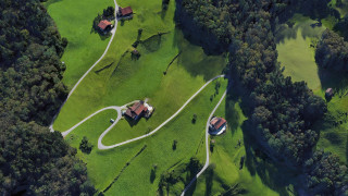 House green field winding road - the other side of the road free wallpaper